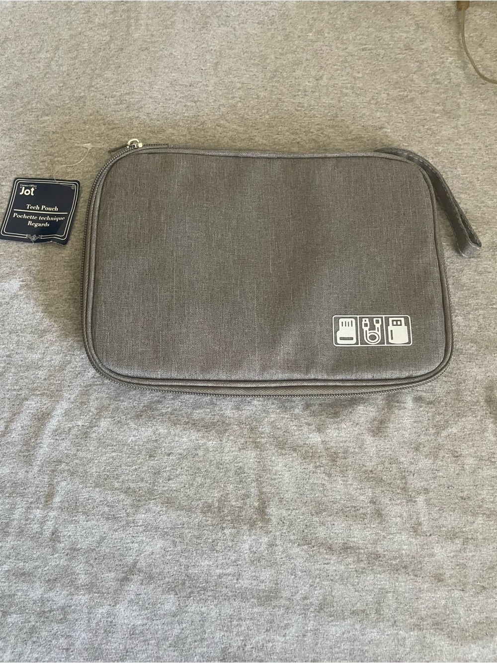 Jot Gray línea Office Tech Pouch Polyester Cable Organizer Case, Zipper Closure